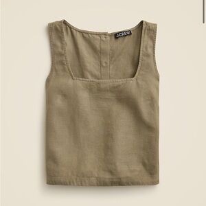 NWT J. Crew square neck button back linen top